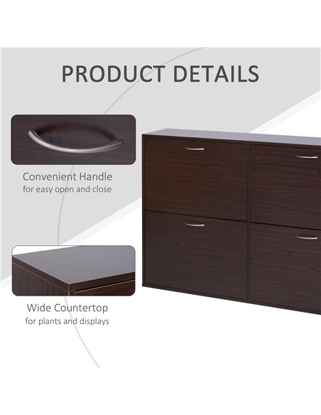 HOMCOM Wooden Shoes Cabinet Multi Flip Down Shelf Drawer Organizer - Dark Brown 837-004BN - pic 42623 | FastDaddyshop