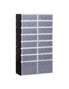 HOMCOM Large 16-Cube DIY Shoes Rack For 32 Pairs, Black & White 837-017