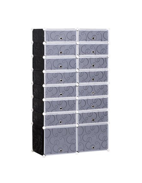 HOMCOM Large 16-Cube DIY Shoes Rack For 32 Pairs, Black & White 837-017 - pic 42627 | FastDaddyshop