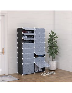 HOMCOM Large 16-Cube DIY Shoes Rack For 32 Pairs, Black & White 837-017 2