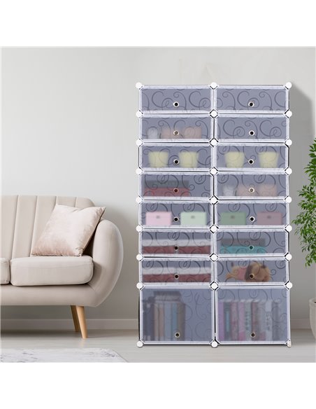 HOMCOM Large 16-Cube DIY Shoes Rack For 32 Pairs, Black & White 837-017 - pic 42630 | FastDaddyshop