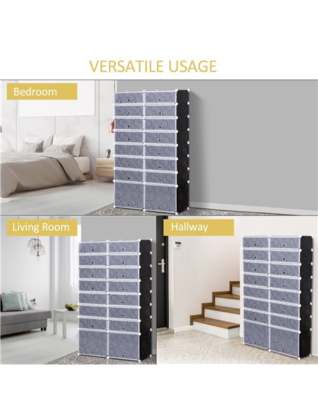 HOMCOM Large 16-Cube DIY Shoes Rack Portable Interlocking Plastic Cabinet 8 Tier Footwear Organiser Bedroom 32 Pairs 837-017 - pic 42634 | FastDaddyshop