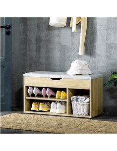 HOMCOM Shoes Cabinet Bench Hidden Storage, Oak Tone 837-039ND 2