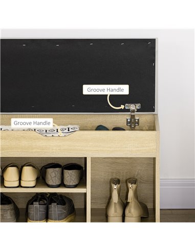 HOMCOM Shoes Cabinet Bench Hidden Storage Padded Seat Organiser Footwear Rack Hallway Oak Tone 837-039ND