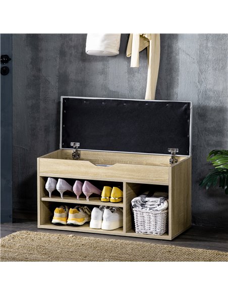 HOMCOM Shoes Cabinet Bench Hidden Storage Padded Seat Organiser Footwear Rack Hallway Oak Tone 837-039ND - pic 42642 | FastDaddyshop