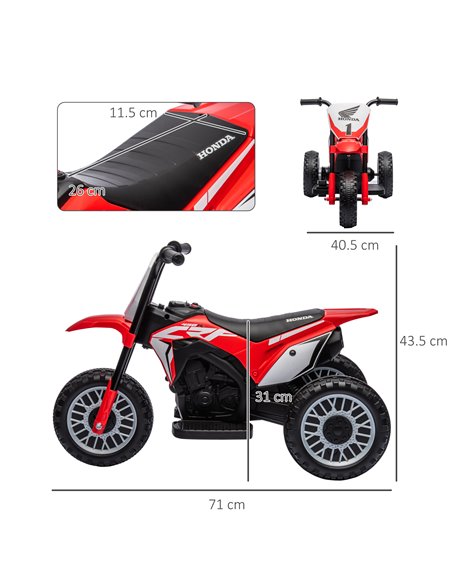 HOMCOM 6V Kids Motorbike, 3 Wheels Kids Electric Bike with Horn, Startup Sound for Ages 18-36 Months - Red 370-298V70RD - pic 42674 | FastDaddyshop
