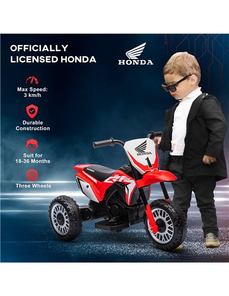 HOMCOM 6V Kids Motorbike, 3 Wheels Kids Electric Bike with Horn, Startup Sound for Ages 18-36 Months - Red 370-298V70RD - pic 42675 | FastDaddyshop