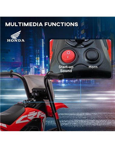 HOMCOM 6V Kids Motorbike, 3 Wheels Kids Electric Bike with Horn, Startup Sound for Ages 18-36 Months - Red 370-298V70RD
