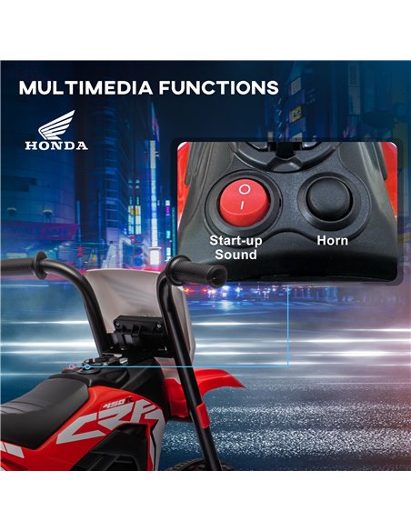 HOMCOM 6V Kids Motorbike, 3 Wheels Kids Electric Bike with Horn, Startup Sound for Ages 18-36 Months - Red 370-298V70RD - pic 42676 | FastDaddyshop