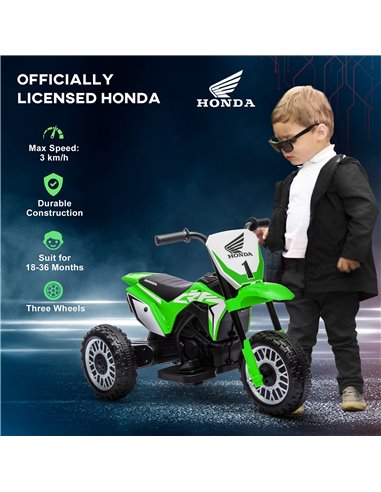 HOMCOM 6V Kids Motorbike, 3 Wheels Kids Electric Bike with Horn, Startup Sound for Ages 18-36 Months - Green 370-298V70GN