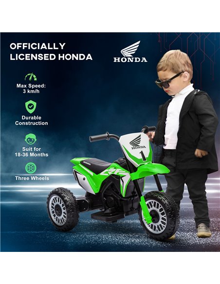 HOMCOM 6V Kids Motorbike, 3 Wheels Kids Electric Bike with Horn, Startup Sound for Ages 18-36 Months - Green 370-298V70GN - pic 42684 | FastDaddyshop