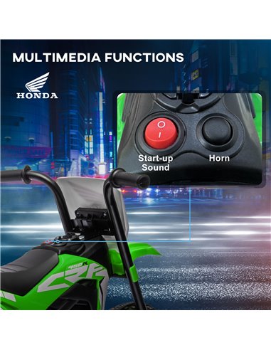 HOMCOM 6V Kids Motorbike, 3 Wheels Kids Electric Bike with Horn, Startup Sound for Ages 18-36 Months - Green 370-298V70GN