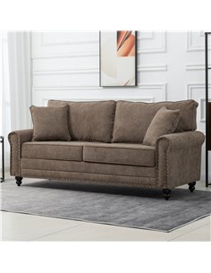 HOMCOM 2 Seater Fabric Sofa with Cushions and Throw Pillows, Brown 839-499V71BN 2
