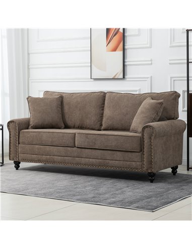 HOMCOM 2 Seater Fabric Sofa with Cushions and Throw Pillows, Brown 839-499V71BN