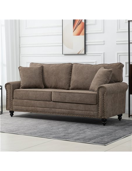 HOMCOM 2 Seater Fabric Sofa with Cushions and Throw Pillows, Brown 839-499V71BN - pic 42745 | FastDaddyshop