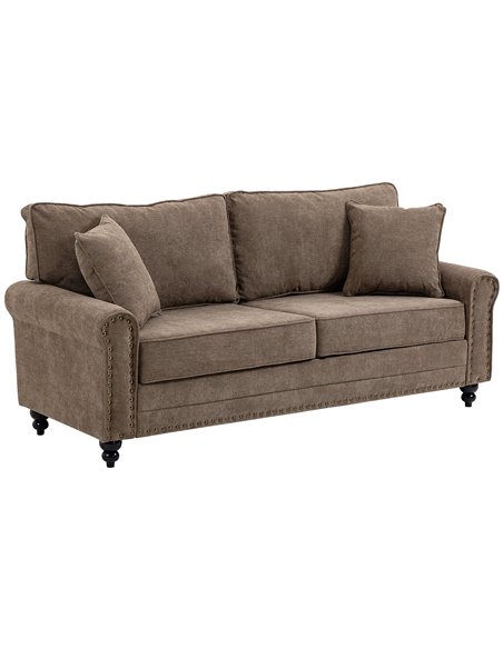 HOMCOM 2 Seater Sofas for Living Room, Fabric Sofa with Nailhead Trim, Loveseat with Cushions and Throw Pillows, Brown 839-499V7 - pic 42752 | FastDaddyshop