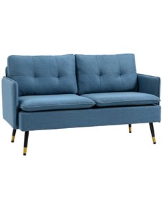 HOMCOM 2 Seater Sofas for Living Room, Fabric Couch, Dark Blue 839-622V70DB