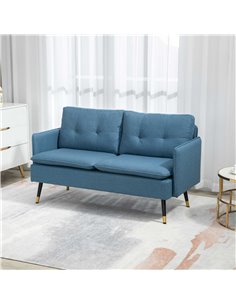 HOMCOM 2 Seater Sofas for Living Room, Fabric Couch, Dark Blue 839-622V70DB 2
