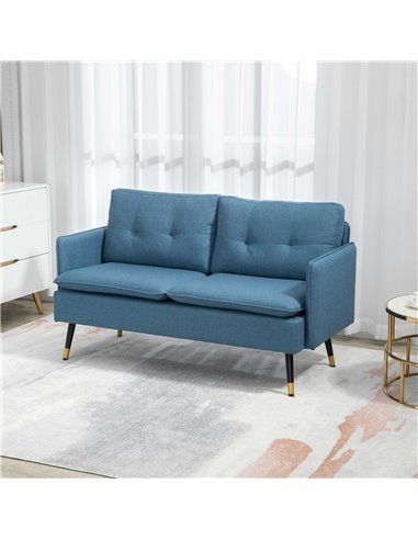 HOMCOM 2 Seater Sofas for Living Room, Fabric Couch, Dark Blue 839-622V70DB
