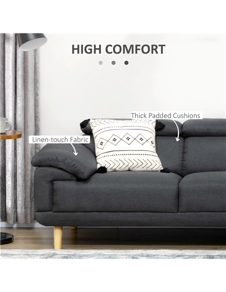 HOMCOM Corner Sofas for Living Room, Fabric L Shaped Sofa Settee with Adjustable Headrest, 3 Seater Couch, Dark Grey 839-446V01C - pic 42784 | FastDaddyshop