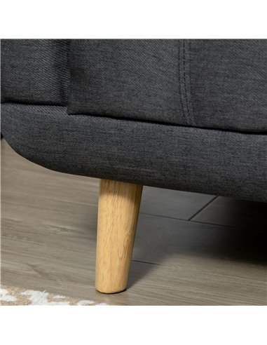 HOMCOM Corner Sofas for Living Room, Fabric L Shaped Sofa Settee with Adjustable Headrest, 3 Seater Couch, Dark Grey 839-446V01C