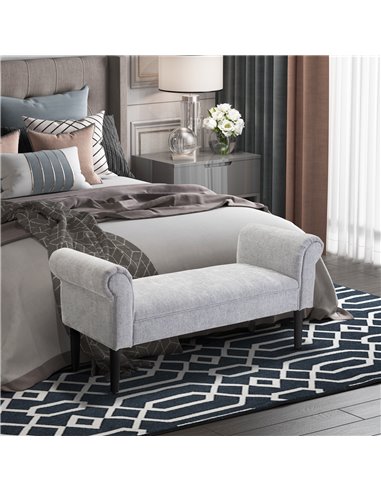 HOMCOM Bed End Side Chaise Lounge Sofa, Light Grey 831-153V71LG