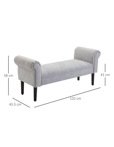 HOMCOM Bed End Side Chaise Lounge Sofa, Light Grey 831-153V71LG