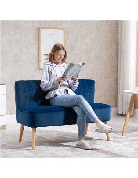 HOMCOM 117cm Two-Seat sofa, Velvet Seat Sofa with Wood Frame Foam Padding High Back Soft Comfortable Compact Couch, Grey 833-524 - pic 42812 | FastDaddyshop