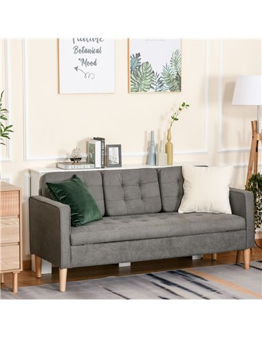HOMCOM Modern 3-Seater Sofa with Hidden Storage, Grey 839-033V71GY