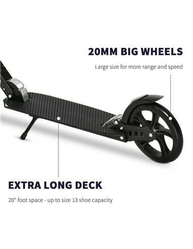 HOMCOM One-click Folding Kick Scooter for 14+ w/ Adjustable Handlebar, Push Scooter with Kickstand, Dual Brake System, Shock Abs