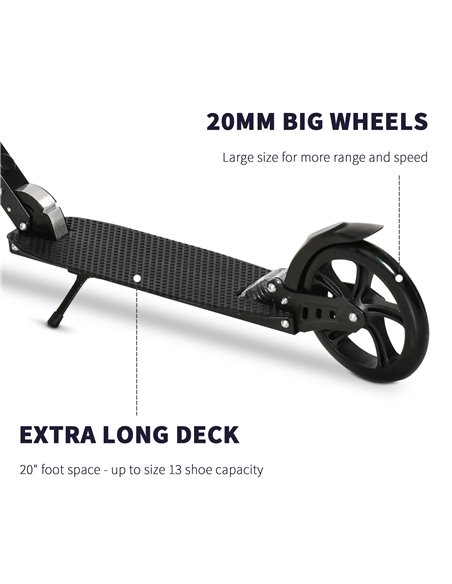 HOMCOM One-click Folding Kick Scooter for 14+ w/ Adjustable Handlebar, Push Scooter with Kickstand, Dual Brake System, Shock Abs - pic 4283 | FastDaddyshop