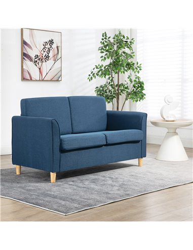 HOMCOM Compact Loveseat Sofa, Modern 2 Seater Sofa, Blue 833-653V71BU
