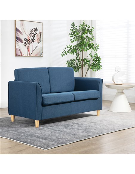 HOMCOM Compact Loveseat Sofa, Modern 2 Seater Sofa, Blue 833-653V71BU - pic 42853 | FastDaddyshop