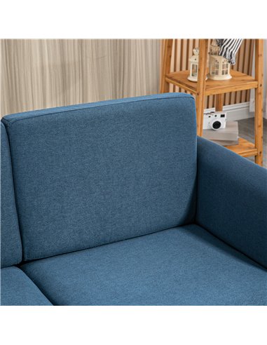HOMCOM Compact Loveseat Sofa, Modern 2 Seater Sofa for Living Room with Wood Legs and Armrests, Blue 833-653V71BU