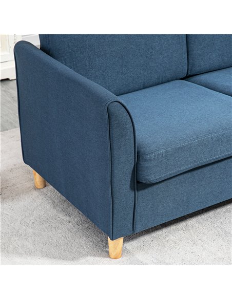 HOMCOM Compact Loveseat Sofa, Modern 2 Seater Sofa for Living Room with Wood Legs and Armrests, Blue 833-653V71BU - pic 42859 | FastDaddyshop