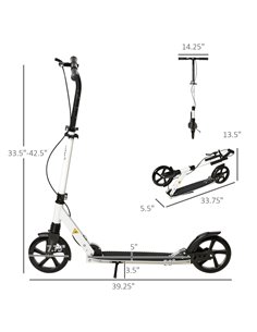HOMCOM One-click Folding Kick Scooter for 14+ w/ Adjustable Handlebar, Push Scooter with Kickstand, Dual Brake System, Shock Abs 2