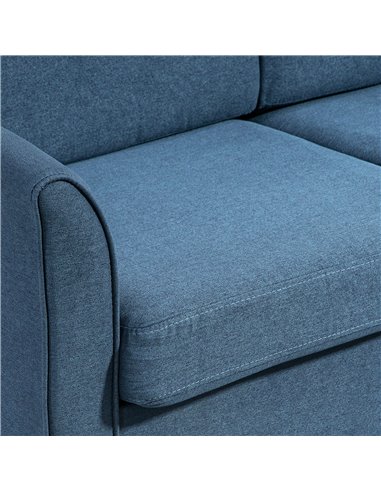 HOMCOM Compact Loveseat Sofa, Modern 2 Seater Sofa for Living Room with Wood Legs and Armrests, Blue 833-653V71BU