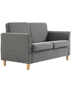 HOMCOM Compact Loveseat Sofa, Modern 2 Seater Sofa for Living Room with Wood Legs and Armrests, Grey 833-653V71GY