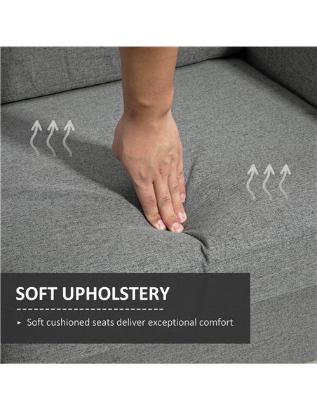 HOMCOM Compact Loveseat Sofa, Modern 2 Seater Sofa for Living Room with Wood Legs and Armrests, Grey 833-653V71GY - pic 42864 | FastDaddyshop