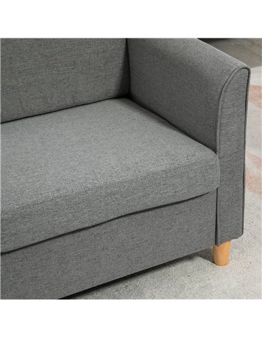 HOMCOM Compact Loveseat Sofa, Modern 2 Seater Sofa for Living Room with Wood Legs and Armrests, Grey 833-653V71GY