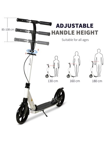 HOMCOM One-click Folding Kick Scooter for 14+ w/ Adjustable Handlebar, Push Scooter with Kickstand, Dual Brake System, Shock Abs