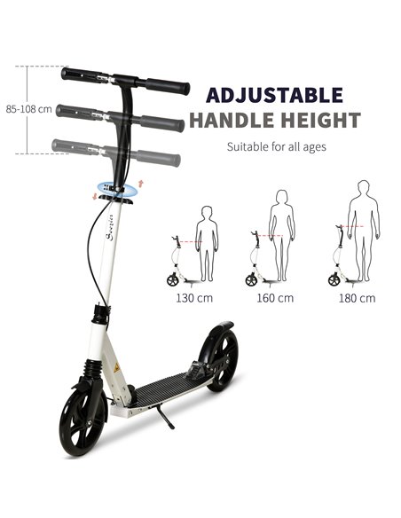 HOMCOM One-click Folding Kick Scooter for 14+ w/ Adjustable Handlebar, Push Scooter with Kickstand, Dual Brake System, Shock Abs - pic 4287 | FastDaddyshop