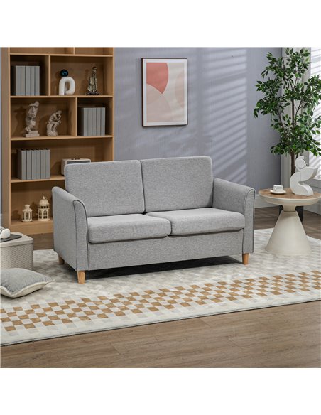 HOMCOM Compact Loveseat Sofa, Modern 2 Seater Sofa, Light Grey 833-653V71LG - pic 42871 | FastDaddyshop