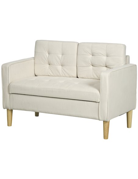 HOMCOM Modern Loveseat Sofa, Compact 2 Seater Sofa, Cream White 839-032V71CW - pic 42879 | FastDaddyshop