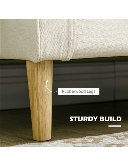 HOMCOM Modern Loveseat Sofa, Compact 2 Seater Sofa with Hidden Storage, 117cm Tufted Cotton Couch with Wood Legs, Cream White 83 - pic 42884 | FastDaddyshop