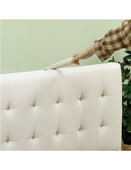 HOMCOM Modern Loveseat Sofa, Compact 2 Seater Sofa with Hidden Storage, 117cm Tufted Cotton Couch with Wood Legs, Cream White 83 - pic 42885 | FastDaddyshop