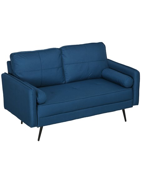 HOMCOM 143cm Loveseat Sofa Upholstered 2 Seater Sofa, Blue 839-857V70BU - pic 42888 | FastDaddyshop