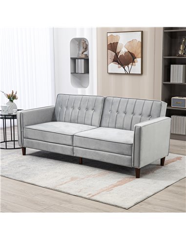 HOMCOM Modern Convertible Sofa Futon, Light Grey 839-076V73LG