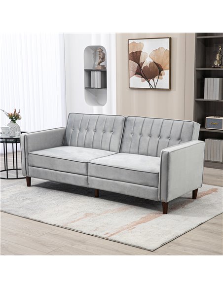 HOMCOM Modern Convertible Sofa Futon, Light Grey 839-076V73LG - pic 42898 | FastDaddyshop
