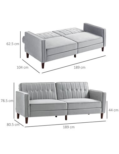 HOMCOM Modern Convertible Sofa Futon, Light Grey 839-076V73LG